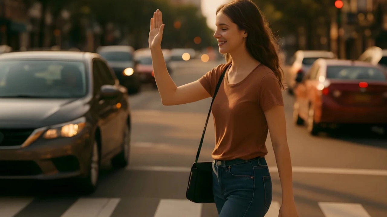 Psychologists say that waving “thank you” at cars while crossing the street is associated with specific personality traits